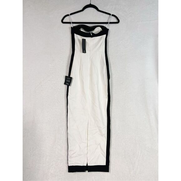 Lulus Impressive Edge White Color Block Strapless Midi Dress Size XS NWT - Picture 6 of 9